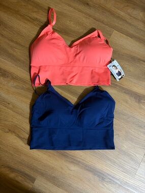 Crane Longline Bralette - Coral and Navy